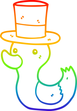 Bir insan tarafından çizilmiş silindir şapkalı bir ördeğin çizimi.