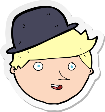 Bir insan tarafından çizilmiş melon şapkalı bir adamın çıkartması.