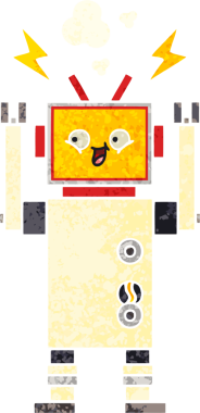 Bir insan tarafından çizilmiş dans eden robotun retro çizim tarzı karikatürü