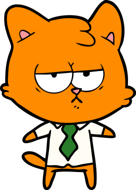 Bir insan tarafından çizilmiş sıkıcı çizgi film kedisi.