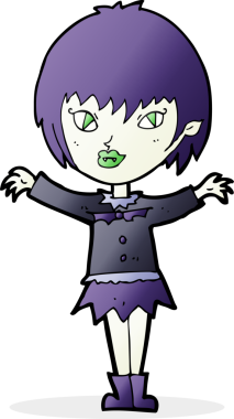 Bir insan tarafından çizilmiş vampir kız çizgi filmi.