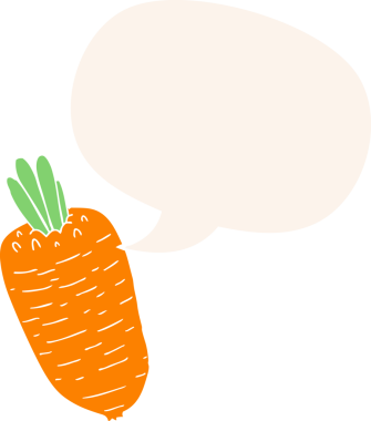 bir insan tarafından çizilmiş retro tarzı konuşma baloncuğu olan sebze çizgi filmi.