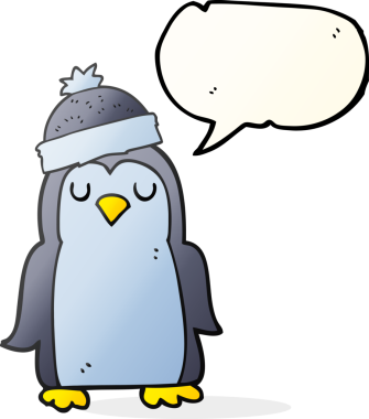 Bir insan tarafından çizilmiş serbest konuşma balonu karikatürü pengueni