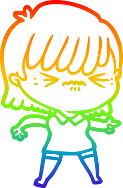 gökkuşağı gradyan çizimi bir insan tarafından çizilmiş bir çizgi film kızı