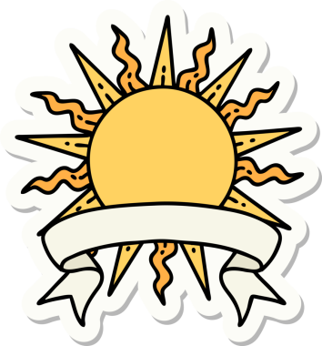 Bir insan tarafından çizilmiş güneş pankartıyla dövme stili.