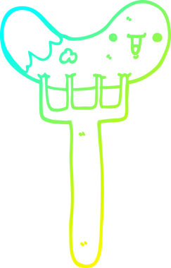 Bir insan tarafından çizilmiş sosis ve çatalın soğuk gradyan çizimi