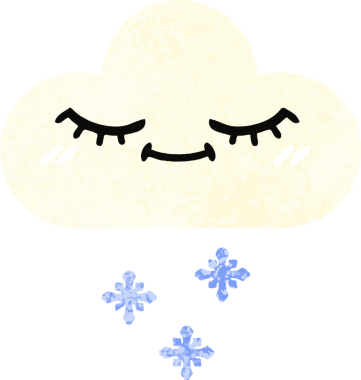 Bir insan tarafından çizilmiş bir kar bulutunun retro çizim tarzı karikatürü