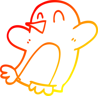 Bir insan tarafından çizilen dans eden penguenin sıcak çizgi çizimi