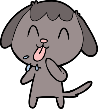 Bir insan tarafından çizilmiş şirin bir çizgi film köpeği.