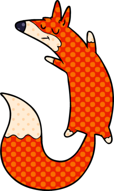 Bir insan tarafından çizilmiş çizgi film zıplayan tilki