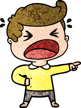 Çizgi filmdeki bağıran adam bir insan tarafından çizilmiş.