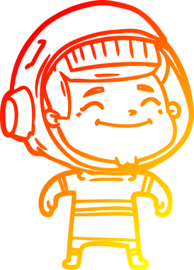 Bir insan tarafından çizilmiş mutlu bir astronotun sıcak çizgi çizimi