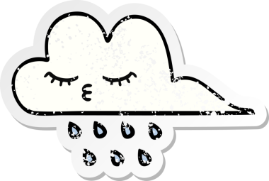 Bir insan tarafından çizilmiş tatlı bir yağmur bulutunun sıkıntılı çıkartması