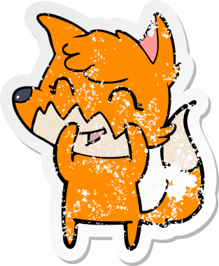 Bir insan tarafından çizilmiş mutlu bir tilkinin sıkıntılı çıkartması.