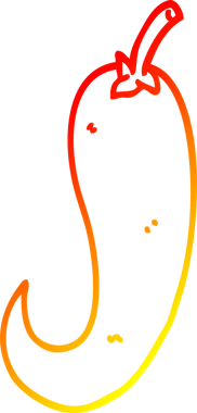 Bir insan tarafından çizilmiş kırmızı acı biber çizgi filminin sıcak gradyan çizimi