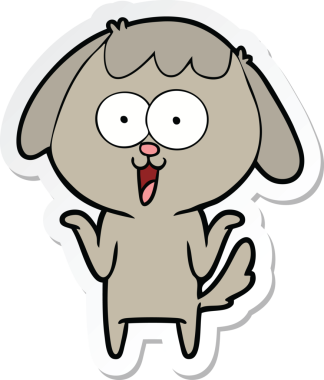 Bir insan tarafından çizilmiş şirin bir köpeğin çıkartması.