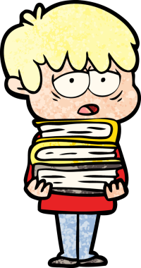 Bir insan tarafından çizilmiş bir kitabı tutan bitkin bir çocuk.