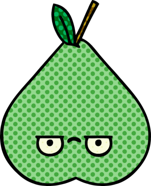 bir insan tarafından çizilmiş yeşil bir armut çizgi romanı