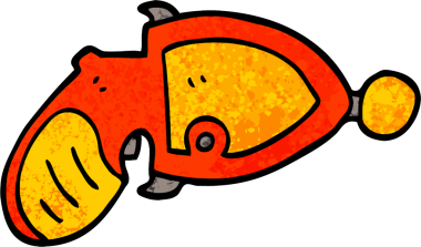 Bir insan tarafından çizilmiş grunge desenli ışın tabancası.