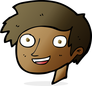 Bir insan tarafından çizilmiş mutlu çocuk yüzü.