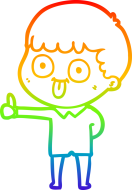 Gökkuşağı gradyan çizgi çizimi bir insan tarafından çizilmiş bir karikatür adam