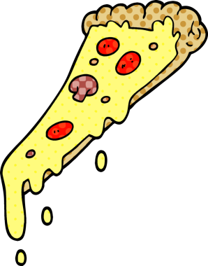 Bir insan tarafından çizilmiş karalama pizza dilimi.