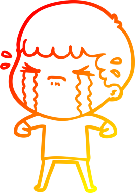 Bir insan tarafından çizilmiş ağlayan bir çizgi film karakteri çizimi.