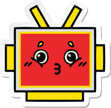 Bir insan tarafından çizilmiş şirin bir robot kafasının çıkartması.