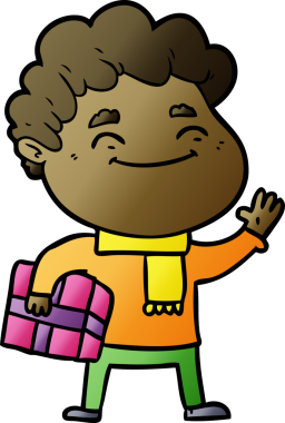 Bir insan tarafından çizilmiş çizgi film dostu bir adam.