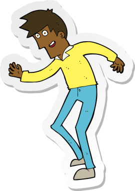 Bir insan tarafından çizilmiş mutlu bir adamın çizdiği karikatür çıkartması.