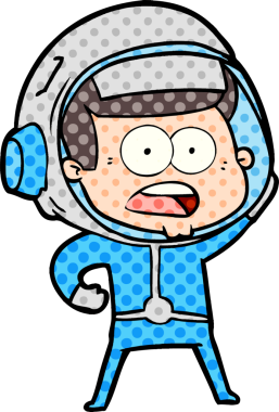 Karikatür bir insan tarafından çizilen astronotu şaşırttı.