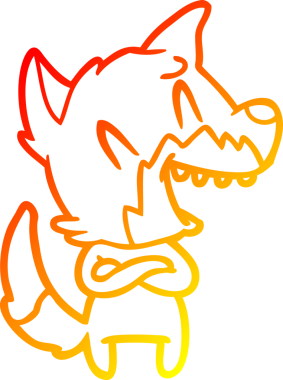 Bir insan tarafından çizilmiş gülen tilki çizgi filmi.