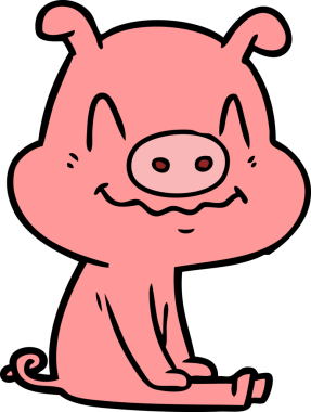 Bir insan tarafından çizilmiş sinirli çizgi film domuzu.