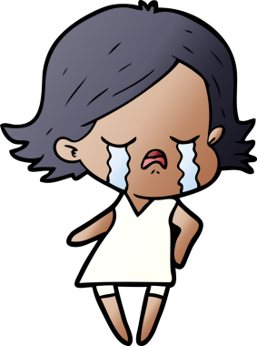 Bir insan tarafından çizilmiş ağlayan çizgi film kızı.