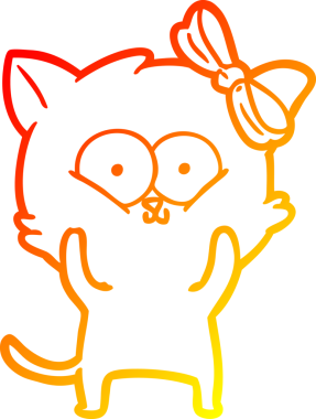 Bir insan tarafından çizilmiş çizgi film kedisinin sıcak çizgi çizimi