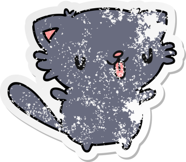 Bir insan tarafından çizilmiş sevimli kawaii kedisinin sıkıntılı çizgi film çizimi