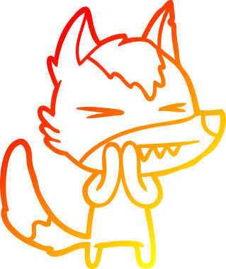 Bir insan tarafından çizilmiş kızgın bir kurt çizgi karakteri.