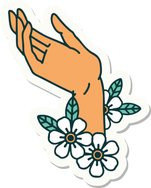 Bir insan tarafından çizilmiş geleneksel bir el dövmesi çıkartması.