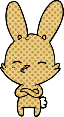 Bir insan tarafından çizilmiş meraklı tavşan çizgi filmi.