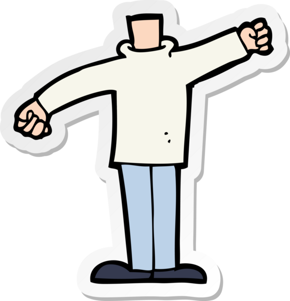 Bir insan tarafından çizilmiş kollarını sallayan bir karikatür vücudunun çıkartması.