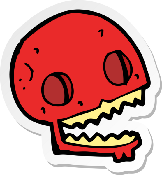 Bir insan tarafından çizilmiş ürkütücü bir karikatür çıkartması.