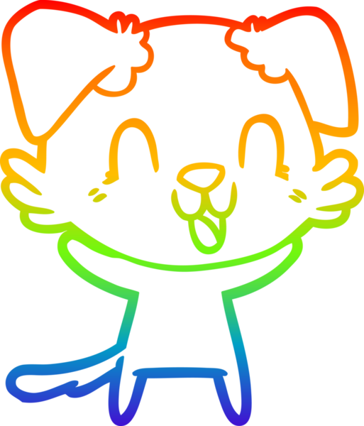 Gökkuşağı gradyan çizgisi bir insan tarafından çizilmiş gülen bir çizgi köpeğin çizimi