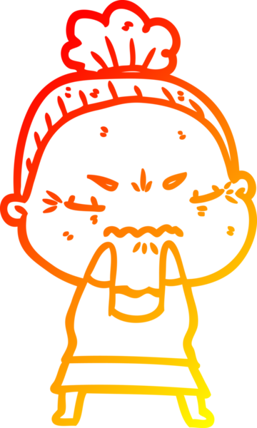 Bir insan tarafından çizilmiş, karikatür çizen yaşlı bir kadın.