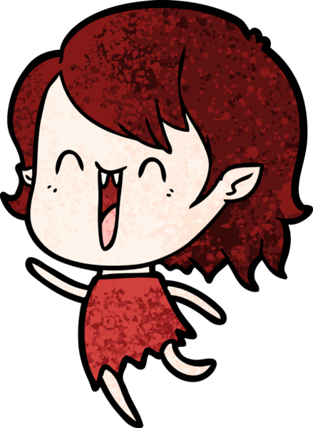 Bir insan tarafından çizilmiş mutlu vampir kız çizgi filmi.