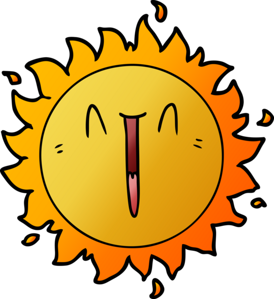 Bir insan tarafından çizilen mutlu çizgi film güneşi