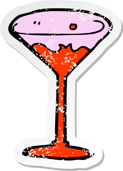 Bir insan tarafından çizilmiş karikatür kokteylinin gerilimli yapıştırması.