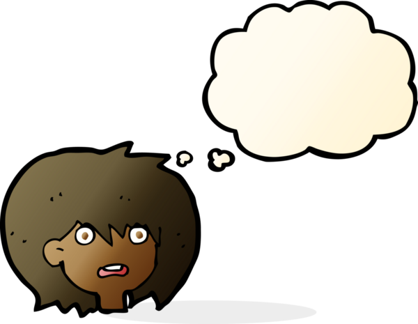 Bir insan tarafından çizilen düşünce baloncuğuyla şok olmuş çizgi film.