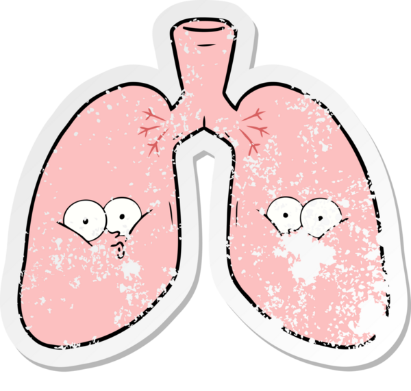 Bir insan tarafından çizilmiş karikatür akciğerlerinin sıkıntılı çıkartması.
