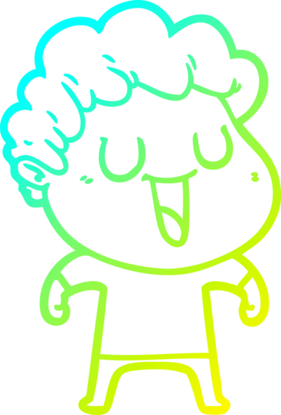 Bir insan tarafından çizilmiş gülen bir çizgi film karakterinin soğuk gradyan çizgisi.