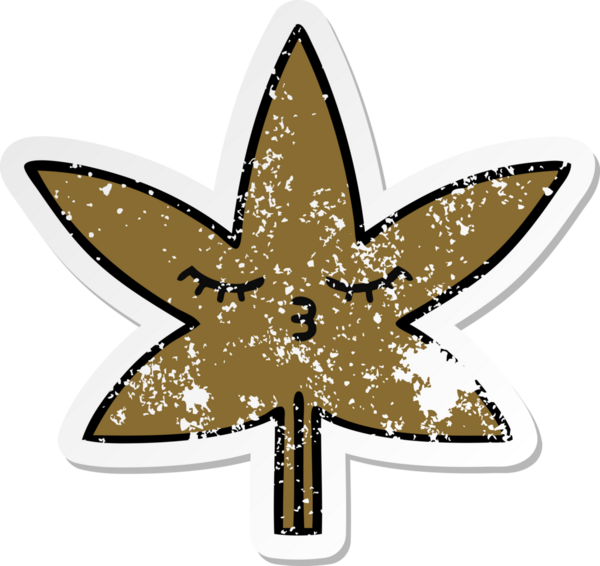 Bir insan tarafından çizilmiş bir sonbahar yaprağının hüzünlü çıkartması.